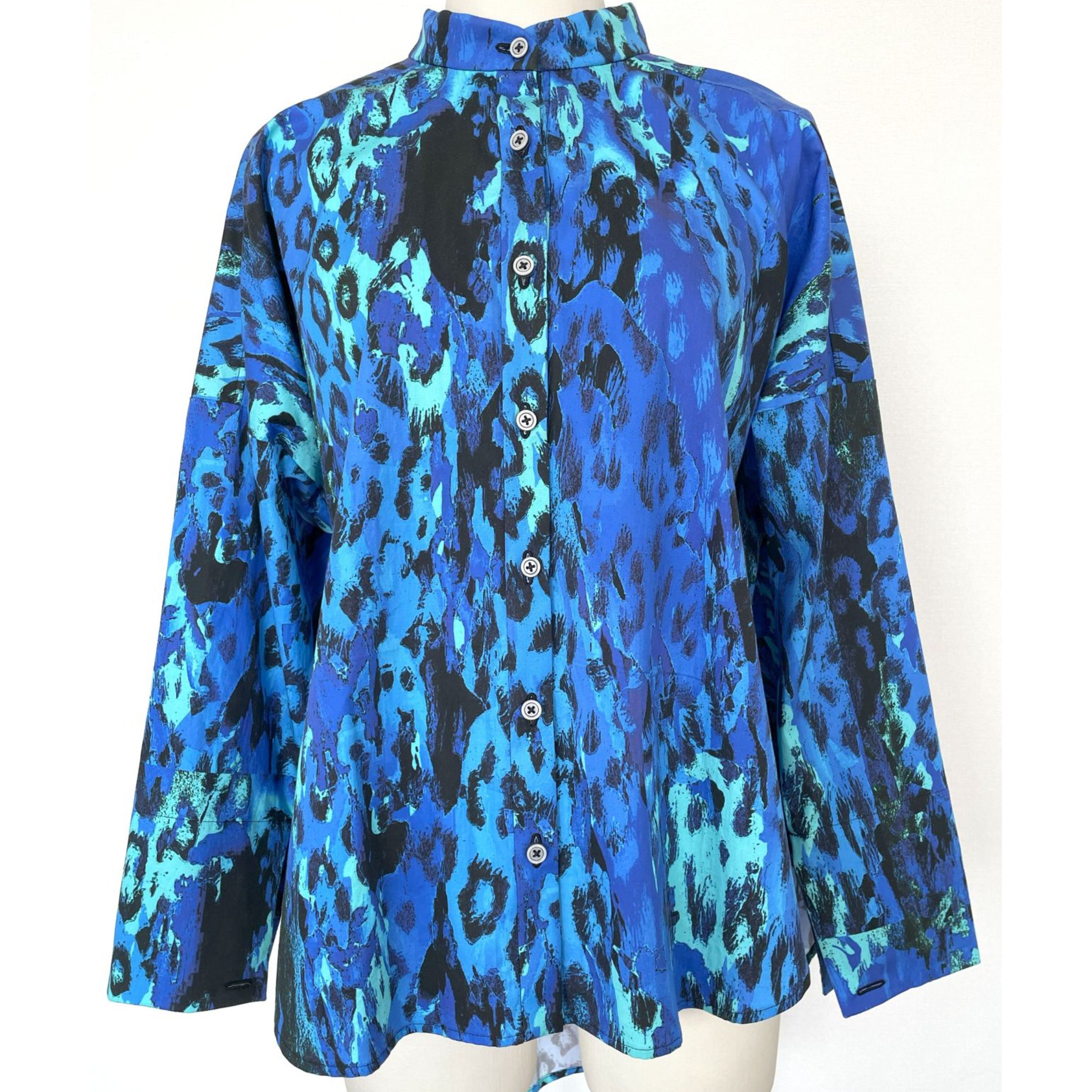 Manteau shirt leopard blue - マントシャツ レオパード ブルー｜Merci DIEU（メルシーデュー）