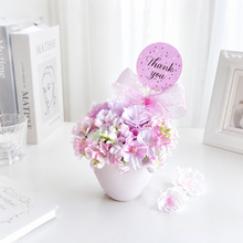 画像をギャラリービューアに読み込む, ふんわり桜とピンクライラックのthank youミニアレンジメント（アーティフィシャルフラワー・造花）｜bouquet de muguet（ブーケ　ドゥ　ミュゲ）
