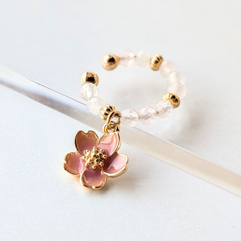 イヤーカフ イヤカフ 桜 ローズクォーツ 天然石 ゴールド おしゃれ