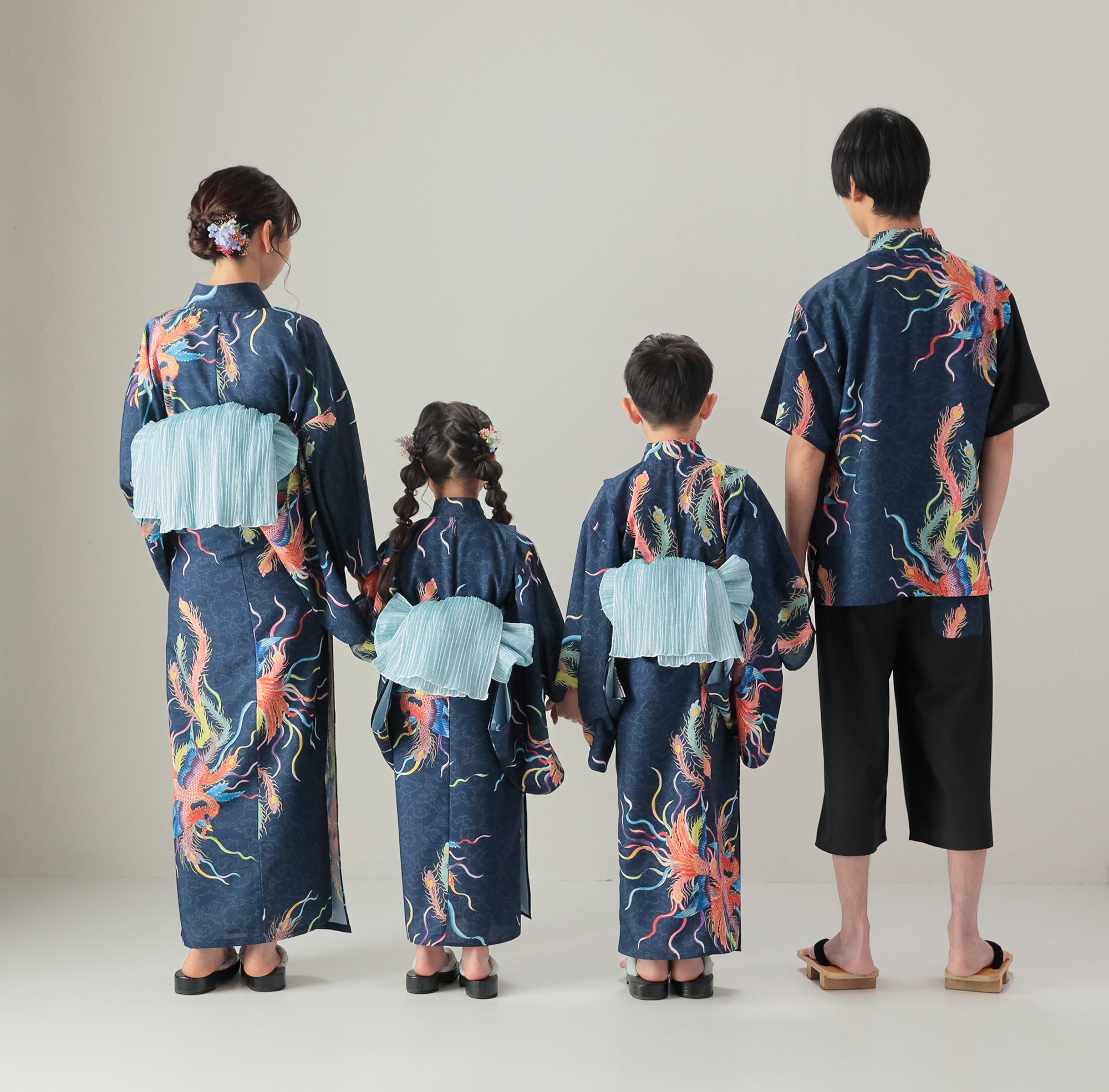 ユニセックス甚平 上下セット【鳳凰】山崎大輝デザイン｜KUTANI×KIMONO