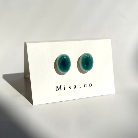 Misa.co 【一点物】青緑色Petiteトルコ釉/陶器ピアス｜Misa.co（ミサコ）