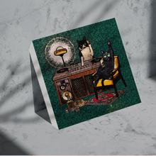 画像をギャラリービューアに読み込む, 今夜のフロアを盛り上げるのは…？　DJ猫のキャンバスアート｜yoshie moriuchi ARTWORKS（ヨシエモリウチアートワークス）
