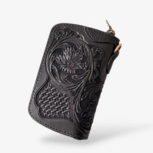 画像をギャラリービューアに読み込む, ラウンドファスナーミドルウォレット Type-3R 黒浸 / 三花バスケットウィーブ｜Samurai Craft（サムライクラフト）
