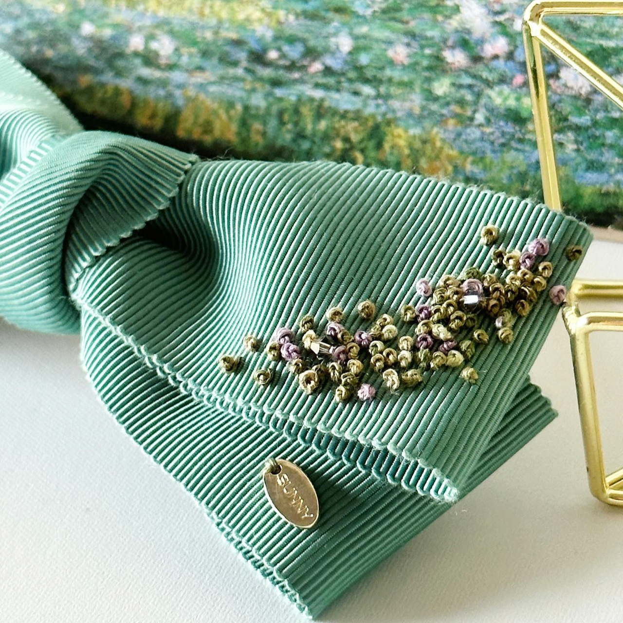 モネ[睡蓮(緑の調和)] 印象派コレクション フランス刺繍 リボン