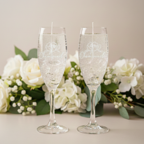 シャンパール スパークリンググラスキャンドル ペアセット｜シャンパール