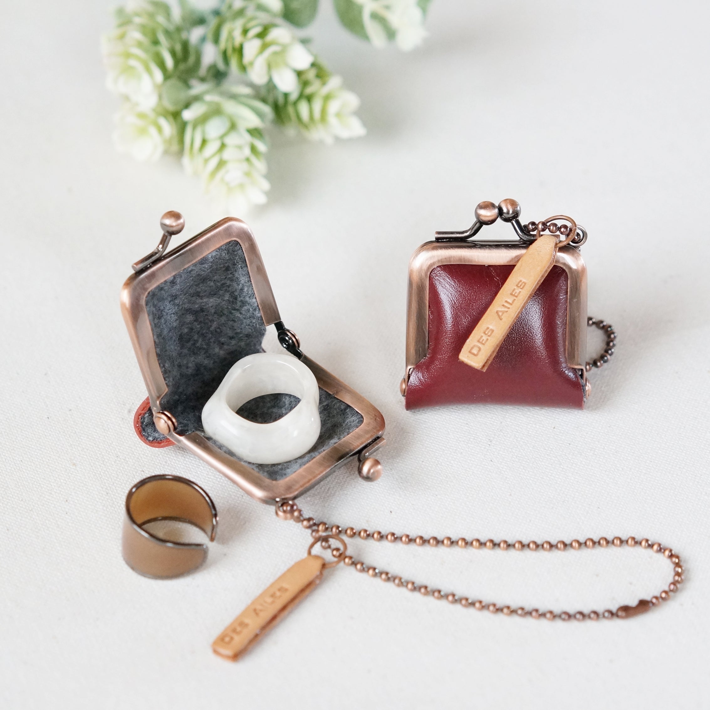 ◆数量限定カラー◆ 持ち歩ける【大きめ】本革リングケース（ボルドー）| 出先での指輪の保管に | 遺骨リングケースとしても｜Des Ailes（デゼル）