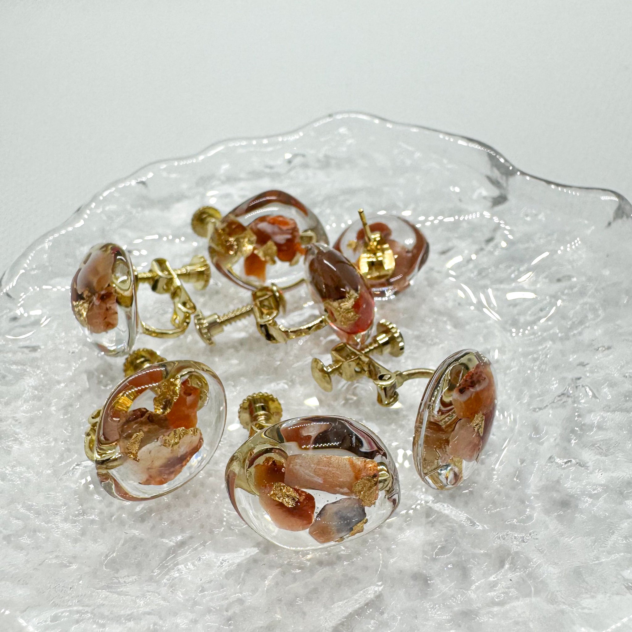 サージカルステンレスパイナップルさざれ石ピアスイヤリング