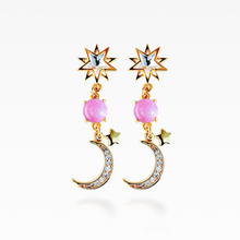画像をギャラリービューアに読み込む, 色が変わる宝石イヤリング　アジサイ石「moon&amp;star」　ラウンド6mm｜atelier ShowKer（アトリエショーカー）
