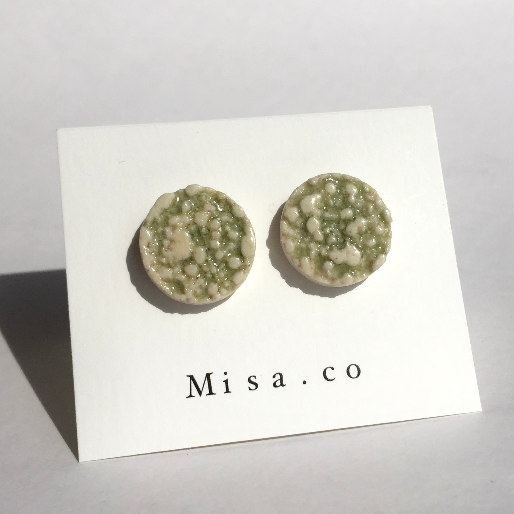 【一点物】◯柳色/Lichen陶器ピアス｜Misa.co（ミサコ）