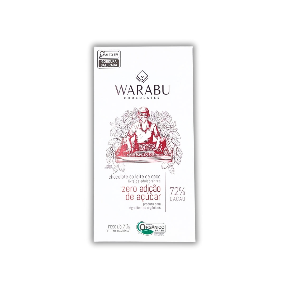 ココナッツミルクチョコレートバー 砂糖ゼロ 72%｜70g｜WARABU CHOCOLATES（ワラブチョコレート）