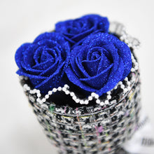 画像をギャラリービューアに読み込む, 尾州プティツイードブーケ 華絹〈青バラ3本〉｜日本製グリッターローズ｜IRiller（アイリエ）

