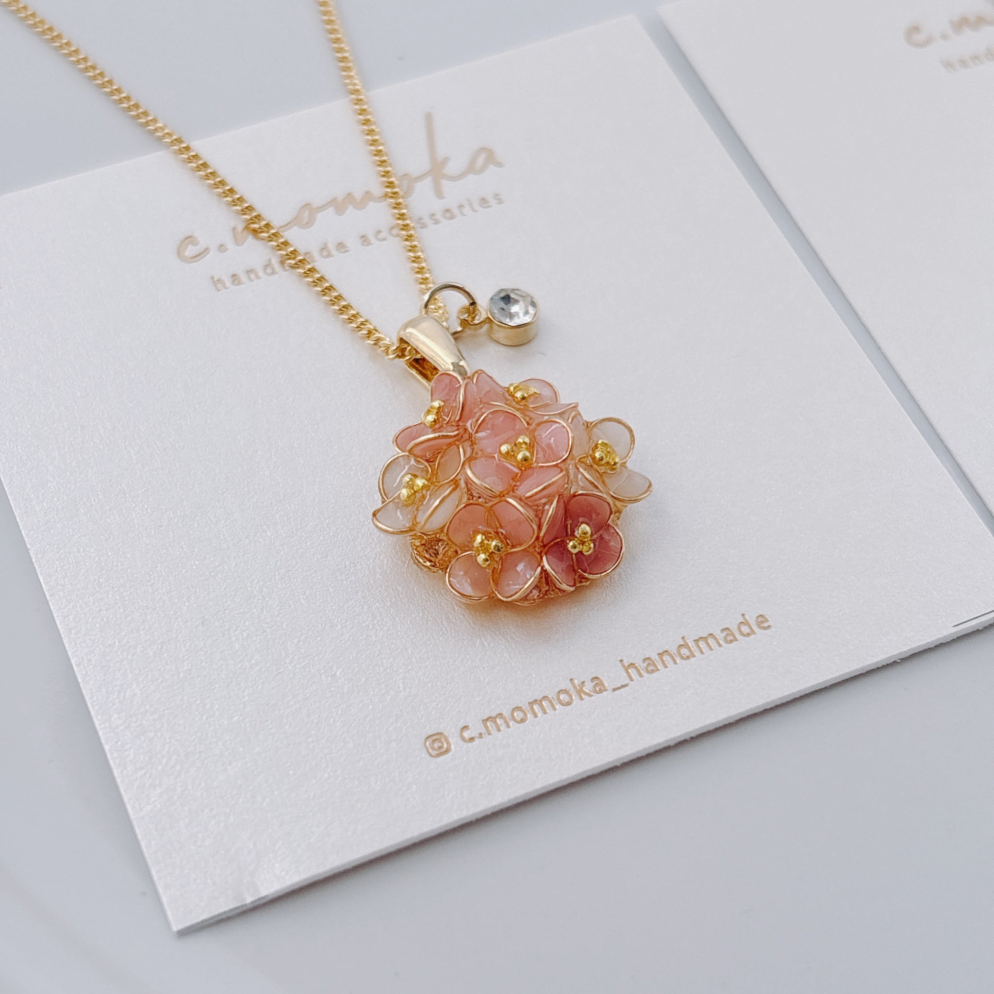 花束ネックレス｜necklace｜ピンク、ブルー｜c.momoka（シーモモカ 