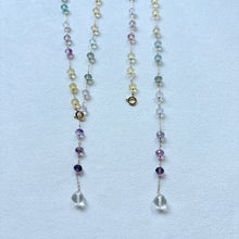 画像をギャラリービューアに読み込む, マルチカラーフローライトの天然石Y字ネックレス｜beads room mimo（ビーズルームミモ）
