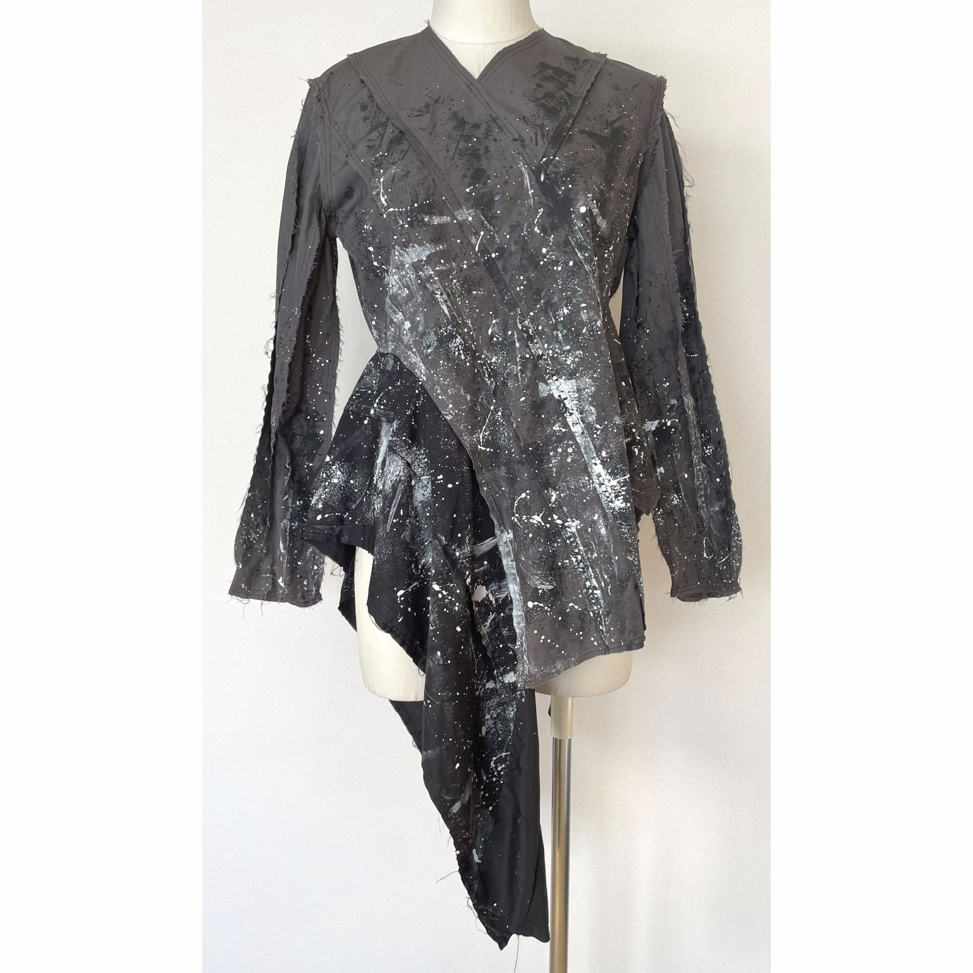 Patchwork shirt paint gray - パッチワークシャツ　ペイントグレー｜Merci DIEU（メルシーデュー）