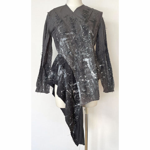 Merci DIEU Patchwork shirt paint gray - パッチワークシャツ　ペイントグレー｜Merci DIEU（メルシーデュー）