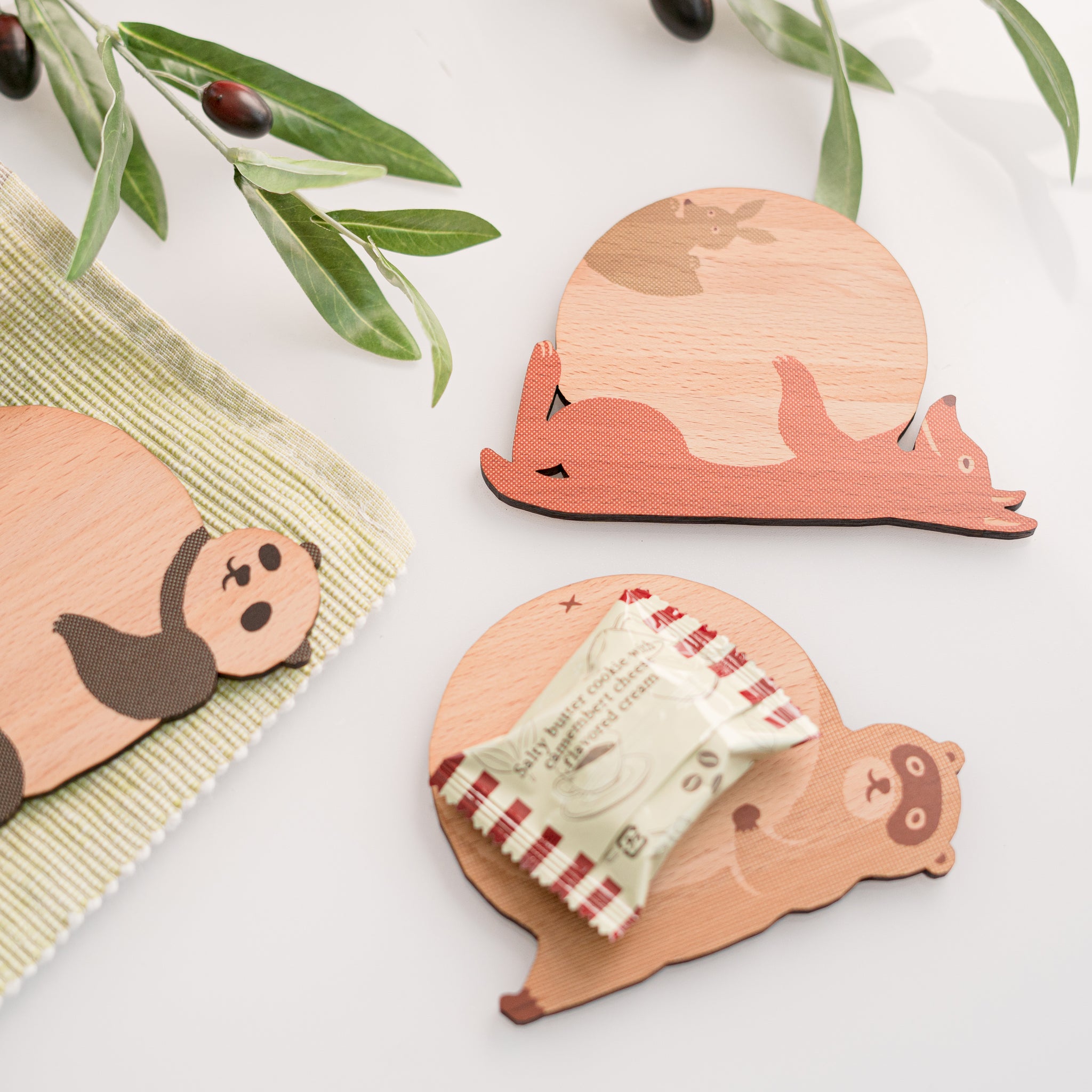 木製コースター・どうぶつモチーフ【たぬき】｜Ten＆O Art+Craft（テン