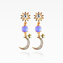画像をギャラリービューアに読み込む, 色が変わる宝石イヤリング　アジサイ石「moon&amp;star」　ラウンド6mm｜atelier ShowKer（アトリエショーカー）
