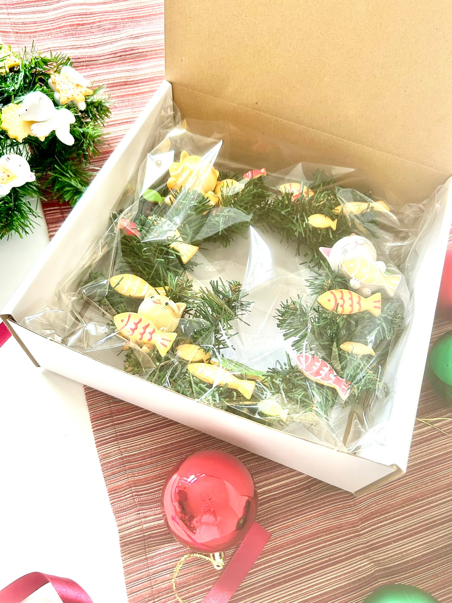猫さんとお魚クッキークリスマスリース｜手ノヒラ堂（テノヒラドウ