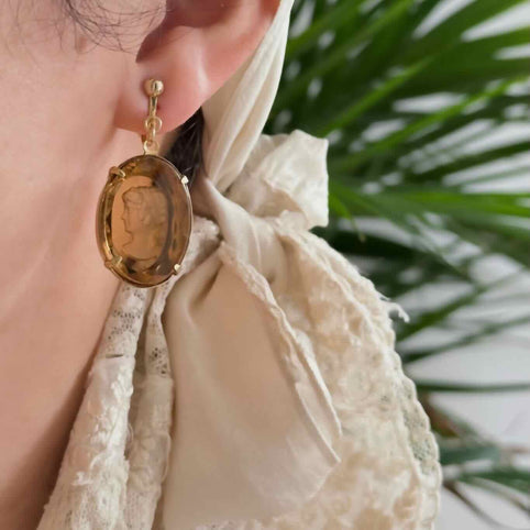 ERIKOART 【イヤリング】眠れる工房の記憶と、ブラウンの光のイヤリング｜ERIKOART（エリコアート）