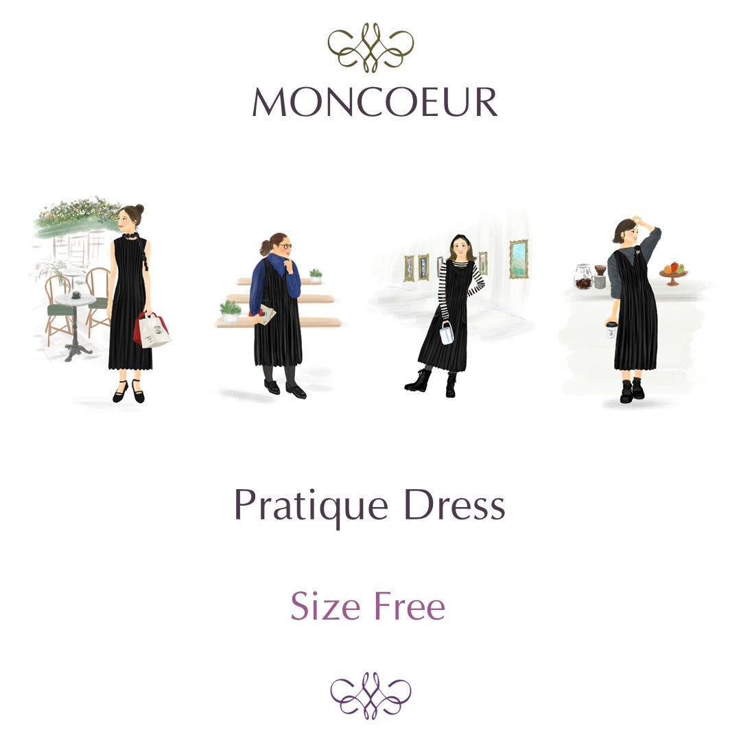 T-Prati 5 ブラック × 肩配色 2Way Pratique Dress｜MONCOEUR