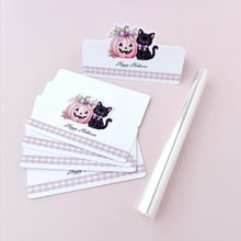 画像をギャラリービューアに読み込む, ピンクのかぼちゃと黒猫のハロウィンペーパーヘッダー（トッパー）7枚袋付き｜ｏｋｕｒｕ（オクル）
