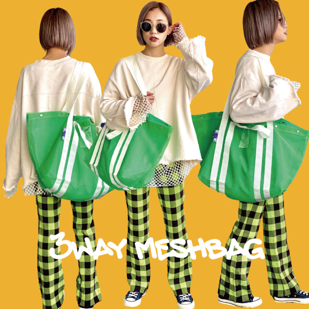 3way meshbag　LIME｜POFT<purveyors of fine time>（ポフト）