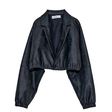 画像をギャラリービューアに読み込む, フェイクレザー テーラード コンビネーション ブルゾン｜Nora Lily elle（ノラリリーエル）
