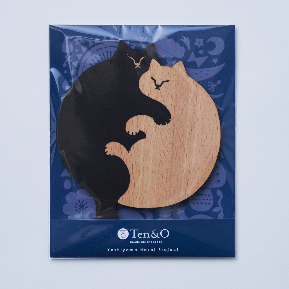 木製コースター・猫雑貨【ねこまみれ 添い寝】猫の日｜Ten＆O Art+