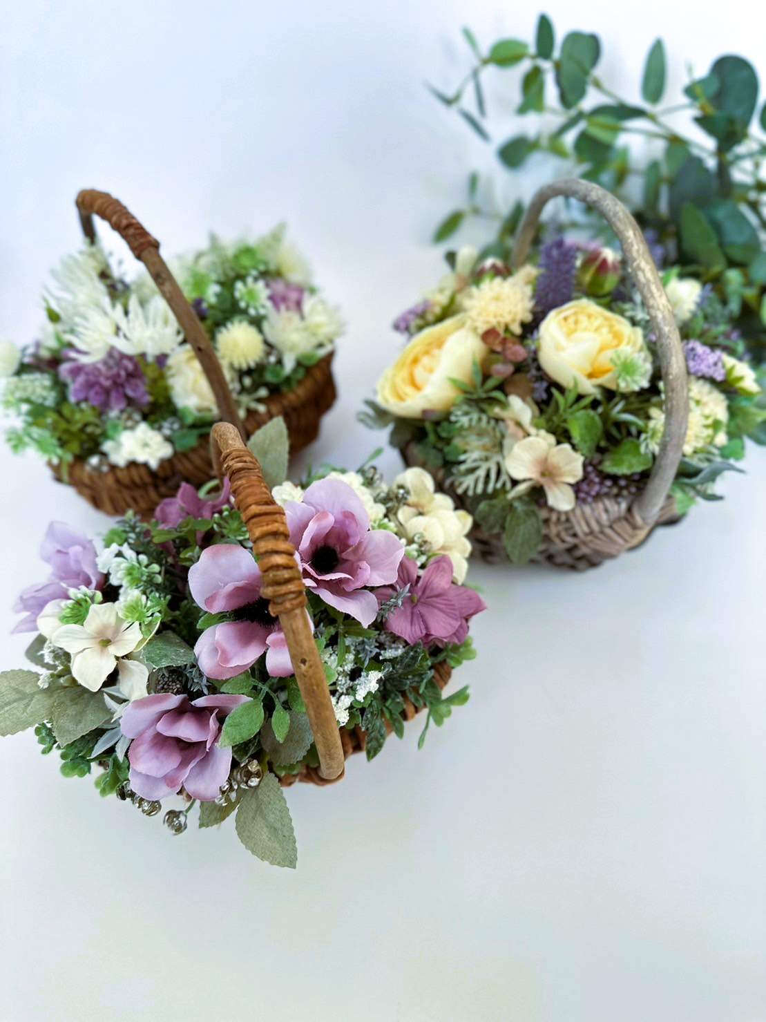アーティフィシャルフラワーの花籠｜atelier violetta（アトリエ