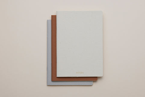 ANTORA Linen Notebook 3冊セットC (Natural White / Brown / Light Gray)｜ANTORA（アントラ）